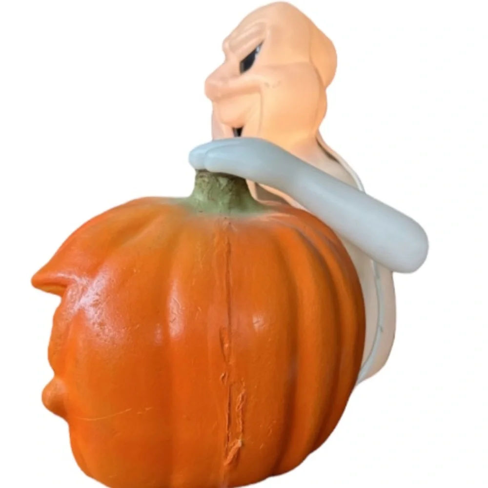 Vintage Halloween Blow Mold Ghost Pumpkin 14” Seasons by Zanders Plastic